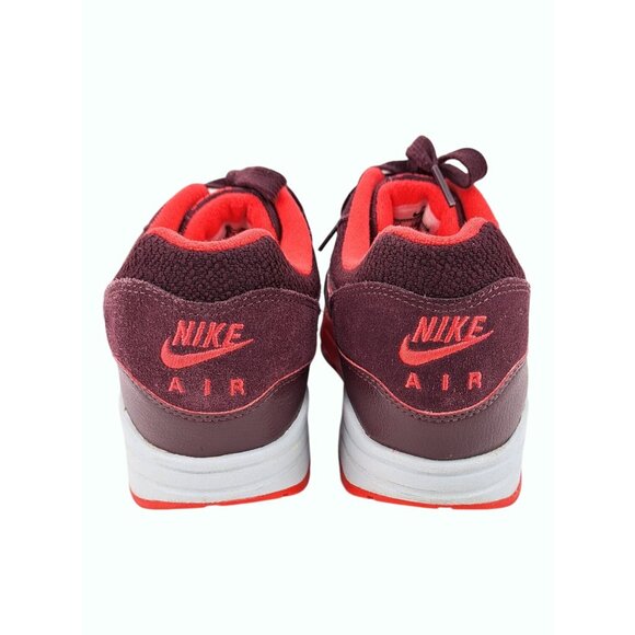 Nike Air Max 1 Sneaker Shoe Women Size 10 Burgundy Platinum Red Suede 319986-606 - Picture 6 of 10